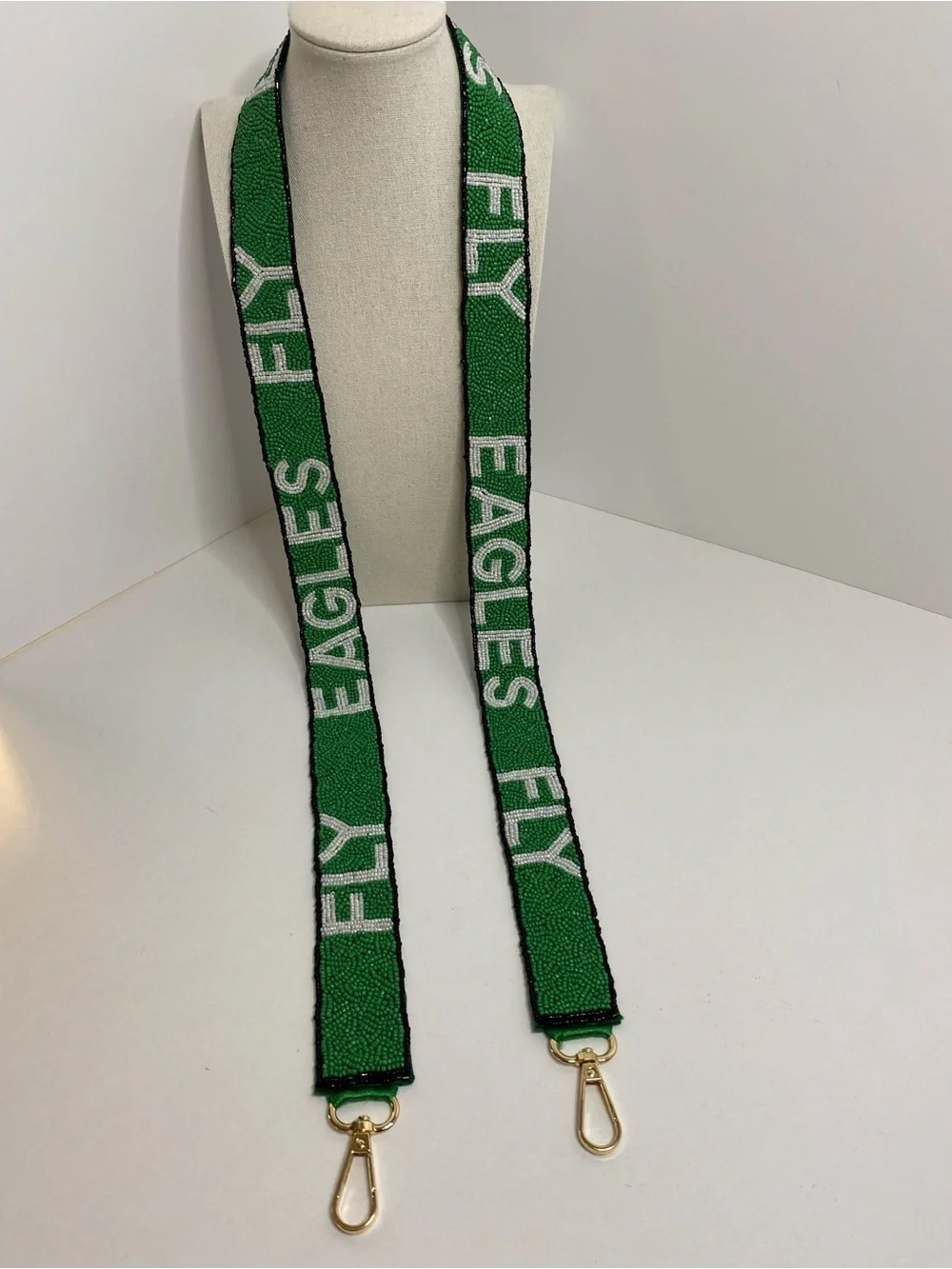 Philadelphia Eagles Lanyard Fly Eagles Fly Logo Beaded Kelly Green With Clips